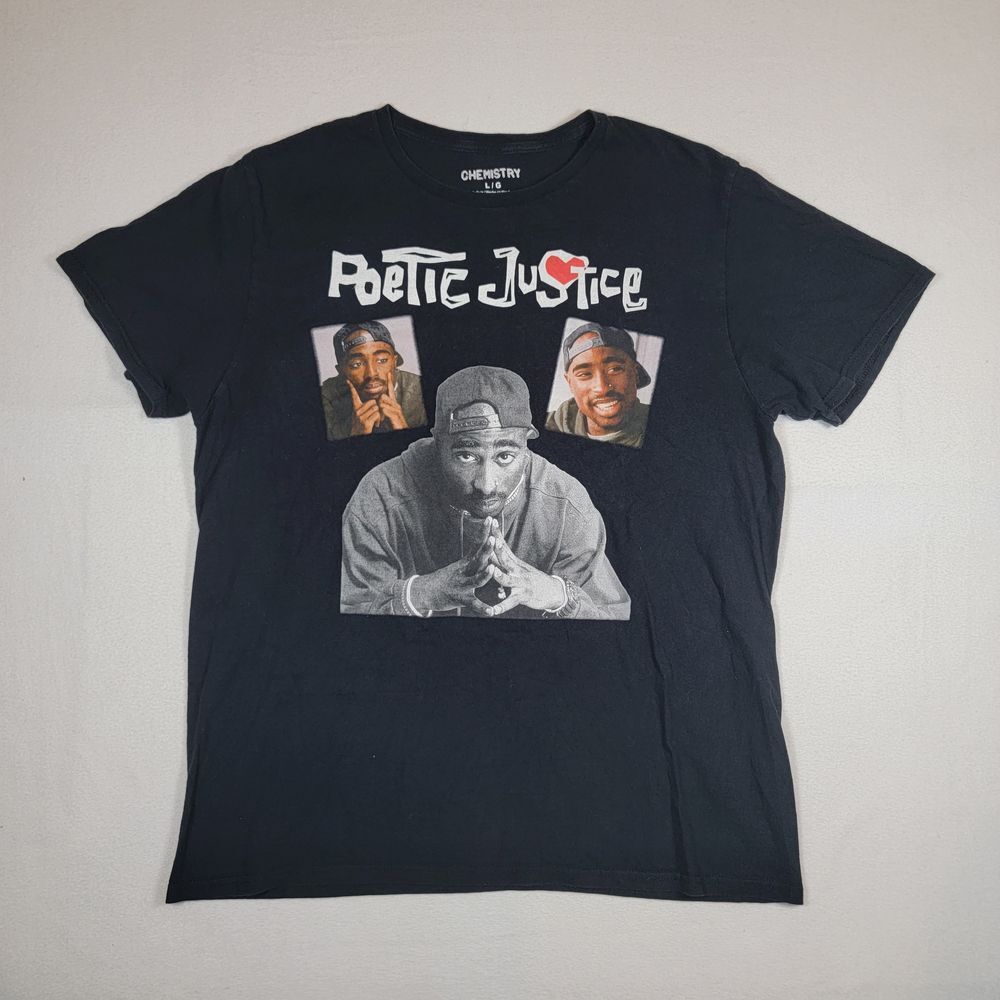 Chemistry Tupac Poetic Justice Graphic T-Shirt Mens Sz Large Black‎ Short Sleeve